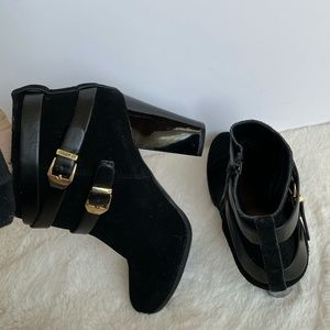 Black Suede Boots with buckle